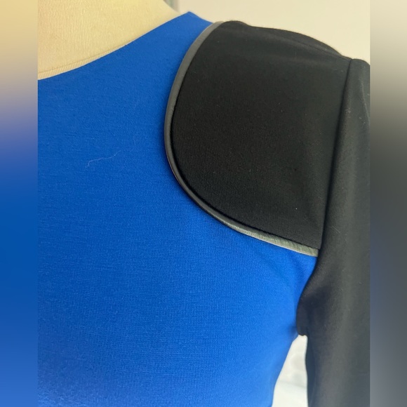 New Chaus Ponte Color-block 3/4 Sleeves Blue and Black Midi Dress 6 - Picture 4 of 9